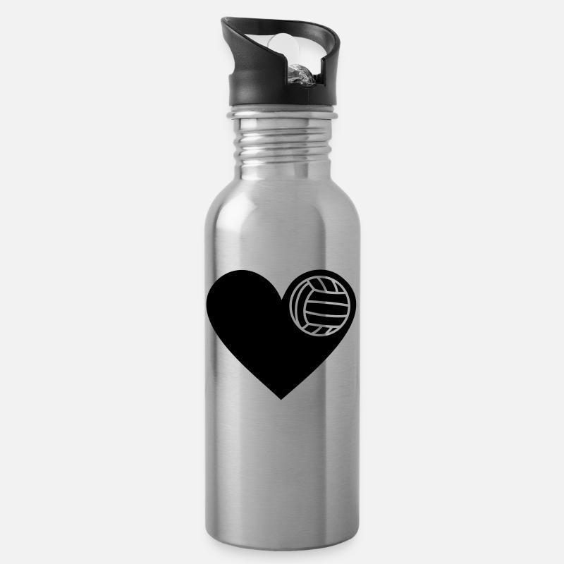 Volleyball - Trinkflasche mit integriertem Trinkhalm - Lightsilver
