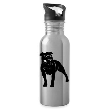 staffbull hund - Trinkflasche mit integriertem Trinkhalm - Lightsilver - Rechts