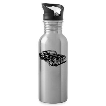 Chevy Cadilac / Muscle Car 02_schwarz - Trinkflasche mit integriertem Trinkhalm - Lightsilver - Rechts
