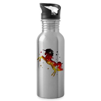 Einhorn, Deutschland Fahne, Flagge, Farben deutsch - Trinkflasche mit integriertem Trinkhalm - Lightsilver - Rechts