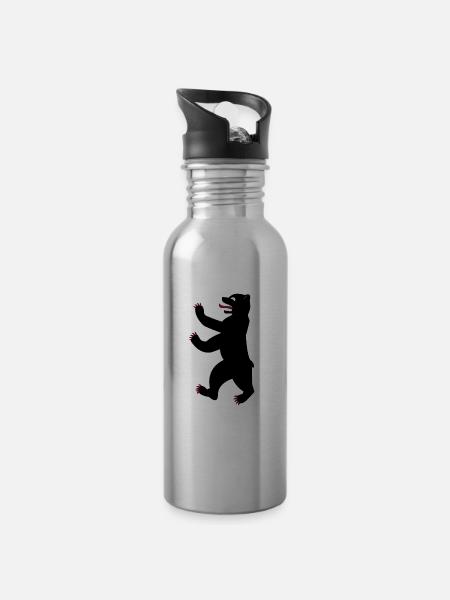 Berlin bear capital Germany gift - Water bottle with straw - silver