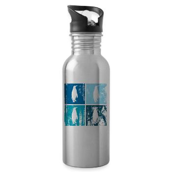 4 x Emperor Penguin - Water bottle with straw - silver - Right