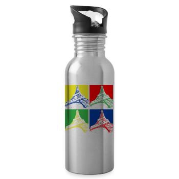 Eiffel tower - Water bottle with straw - silver - Right