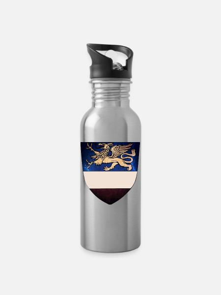 Rostocker Wappen-Variante - Trinkflasche mit integriertem Trinkhalm - Lightsilver