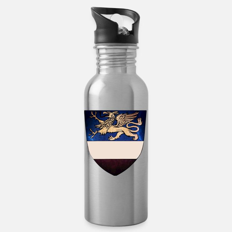 Rostocker Wappen-Variante - Trinkflasche mit integriertem Trinkhalm - Lightsilver
