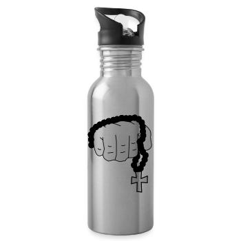 faust_mit_rosenkranz - Trinkflasche mit integriertem Trinkhalm - Lightsilver - Rechts