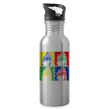 Vintage Big Ben - Trinkflasche mit integriertem Trinkhalm - Lightsilver - Rechts