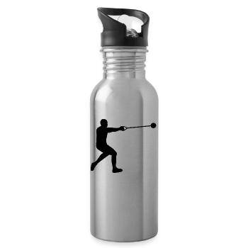 Hammer throwing athletics - Water bottle with straw - silver - Right