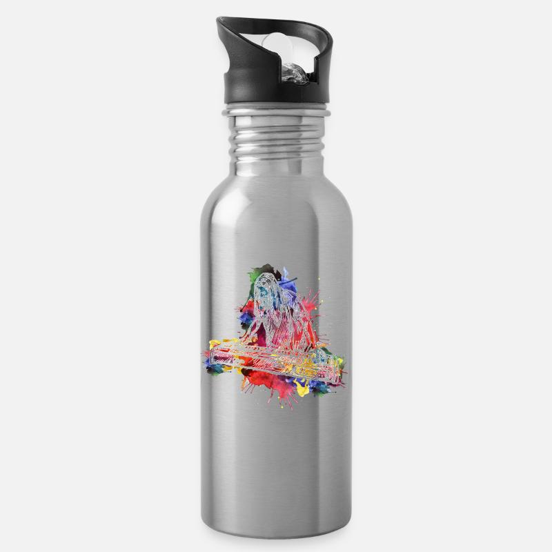 Keyboarder - Trinkflasche mit integriertem Trinkhalm - Lightsilver