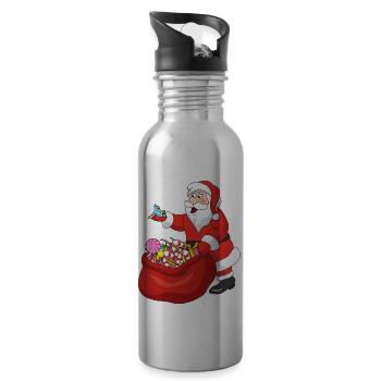Noël Noël Père Noël Père Noël - Gourde avec paille intégrée - argent clair - Droite
