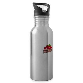 Wo Kuchen ist, da ist auch Hoffnung - Trinkflasche mit integriertem Trinkhalm - Lightsilver - Rechts