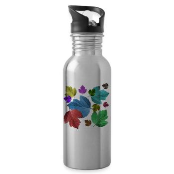 Blätter, bunt, Laub, Herbst, Baum, Blatt, Bäume - Trinkflasche mit integriertem Trinkhalm - Lightsilver - Rechts