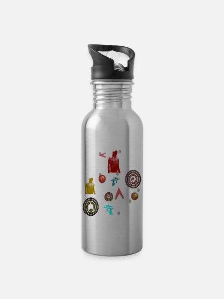 Science fiction colorful - Water bottle with straw - silver