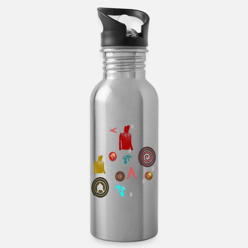 Science Fiction bunt - Trinkflasche mit integriertem Trinkhalm - Lightsilver