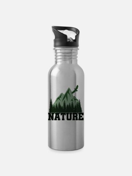 Nature...Natur im Nationalpark - Trinkflasche mit integriertem Trinkhalm - Lightsilver