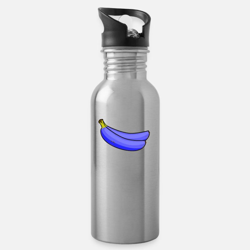 Banane - Trinkflasche mit integriertem Trinkhalm - Lightsilver