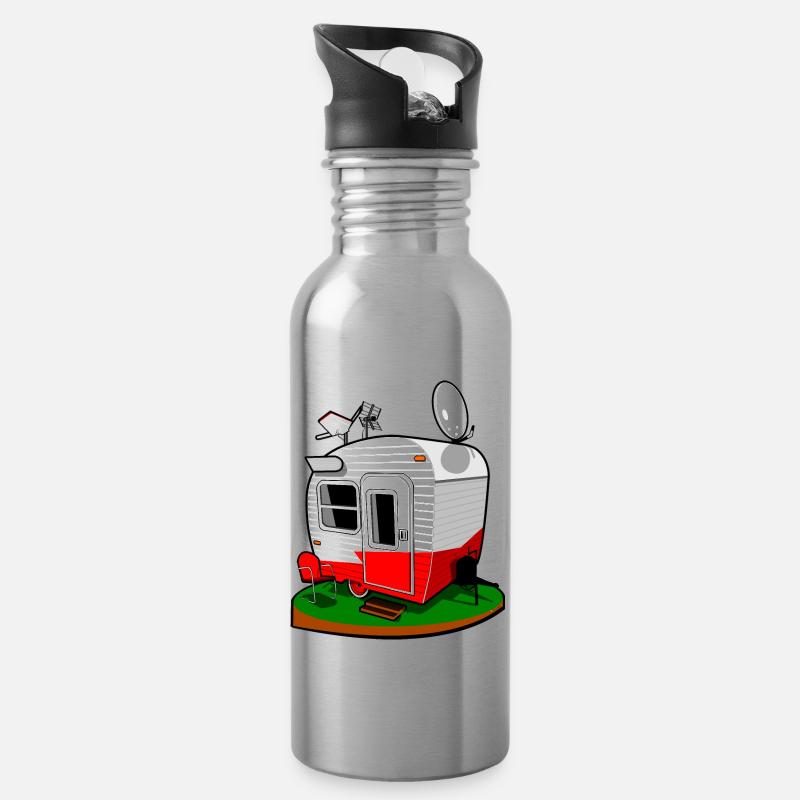 Wohnwagen - Trinkflasche mit integriertem Trinkhalm - Lightsilver