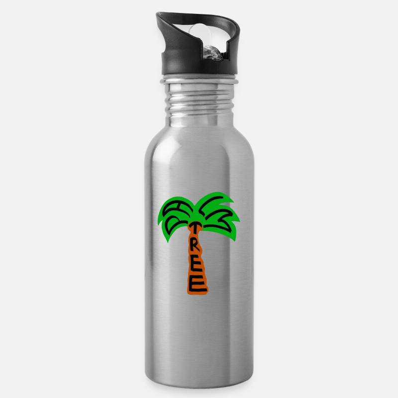 palm tree palm tree - Water bottle with straw - silver