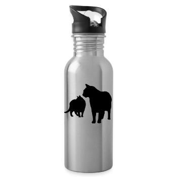Cat cats - Water bottle with straw - silver - Right