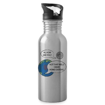 Earth - Homosapiens - Water bottle with straw - silver - Right