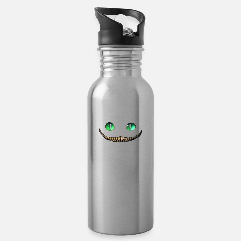 Katze - Trinkflasche mit integriertem Trinkhalm - Lightsilver