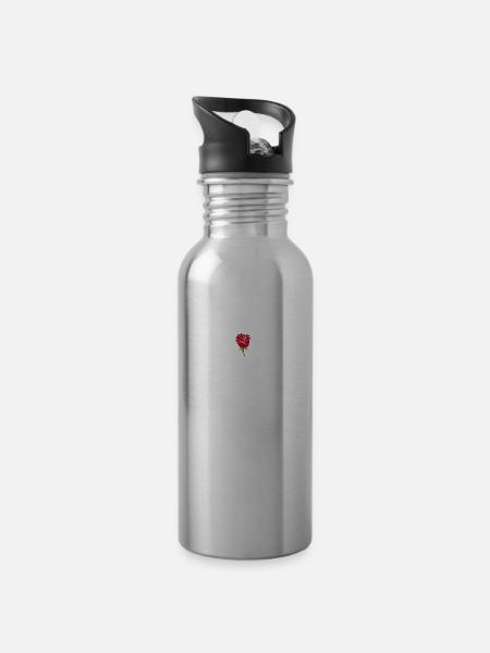 Rose - Trinkflasche mit integriertem Trinkhalm - Lightsilver