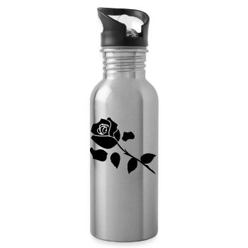 Black Rose Flora - Trinkflasche mit integriertem Trinkhalm - Lightsilver - Rechts