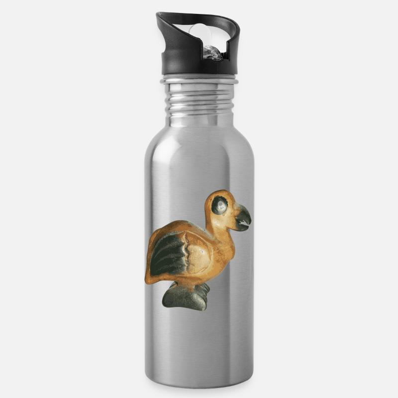 Dodo, bird, Mauritius - Water bottle with straw - silver