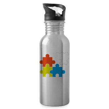 Puzzel Retrogaming Geschenk Legespiel Spiel Games - Trinkflasche mit integriertem Trinkhalm - Lightsilver - Rechts