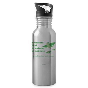 Bird animal nature fly beep air nest gift - Water bottle with straw - silver - Right