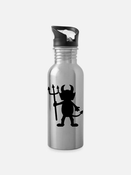 Personnage de dessin animé diable homme - Gourde avec paille intégrée - argent clair