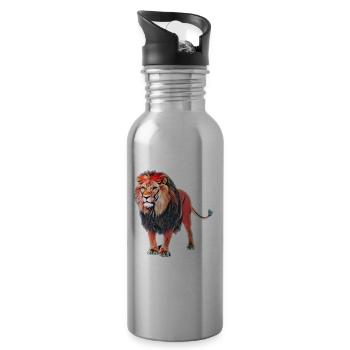 Lion - Gourde avec paille intégrée - argent clair - Droite