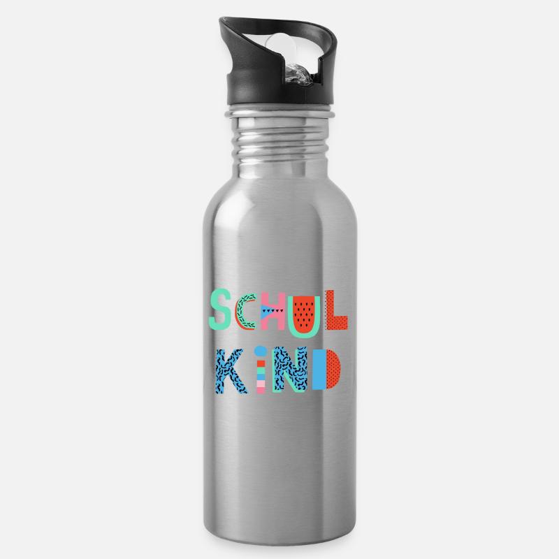 Schulkind - Trinkflasche mit integriertem Trinkhalm - Lightsilver