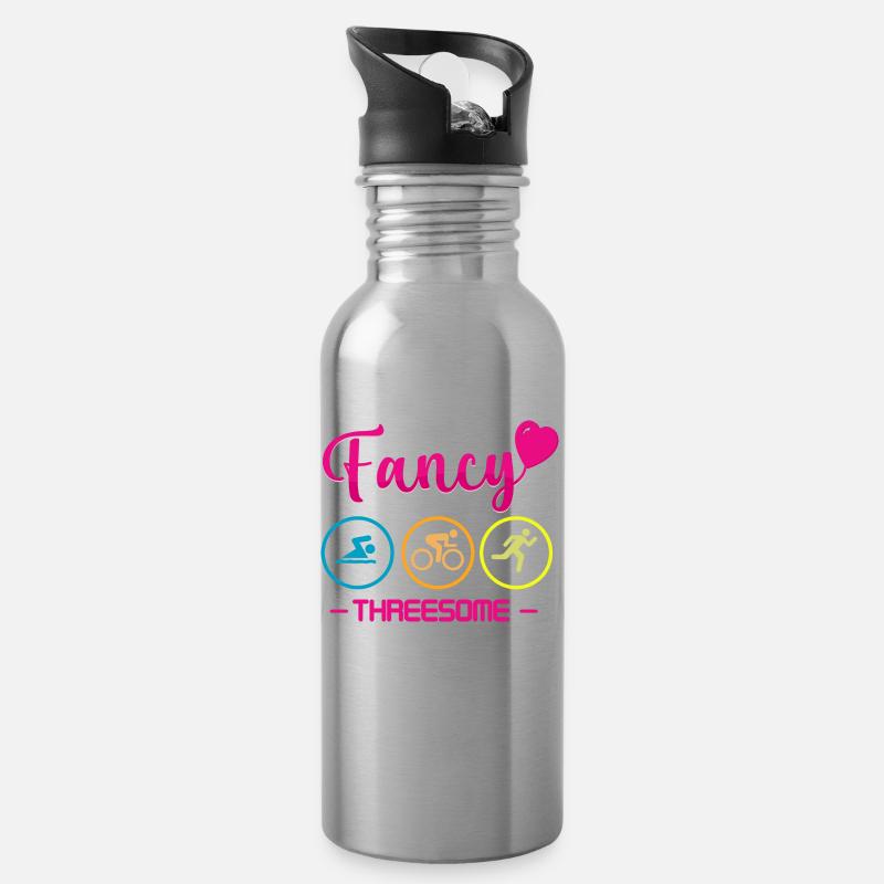 Triathlon - Trinkflasche mit integriertem Trinkhalm - Lightsilver