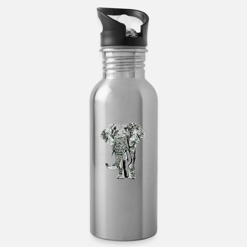 elephant - Water bottle with straw - silver