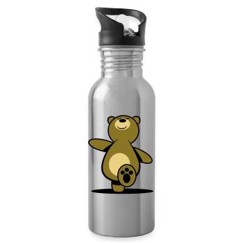 Teddybär wandern gehen - Trinkflasche mit integriertem Trinkhalm - Lightsilver - Rechts