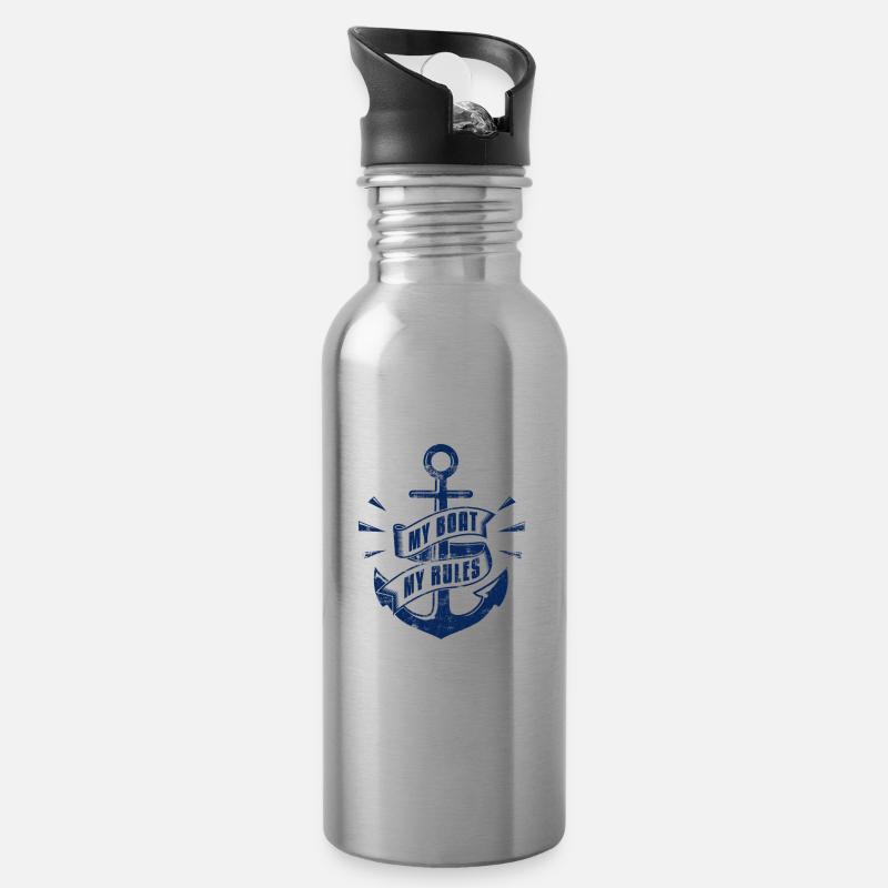 Mein Boot Meine Regeln Geschenk - Trinkflasche mit integriertem Trinkhalm - Lightsilver
