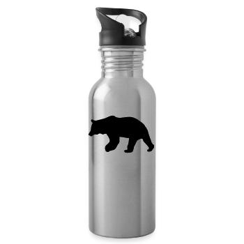 bear - brown bear - hunting - hunter - Water bottle with straw - silver - Right