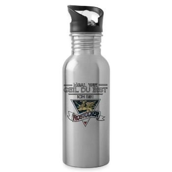Geile Rostocker | Yolo-Artwork - Trinkflasche mit integriertem Trinkhalm - Lightsilver - Rechts