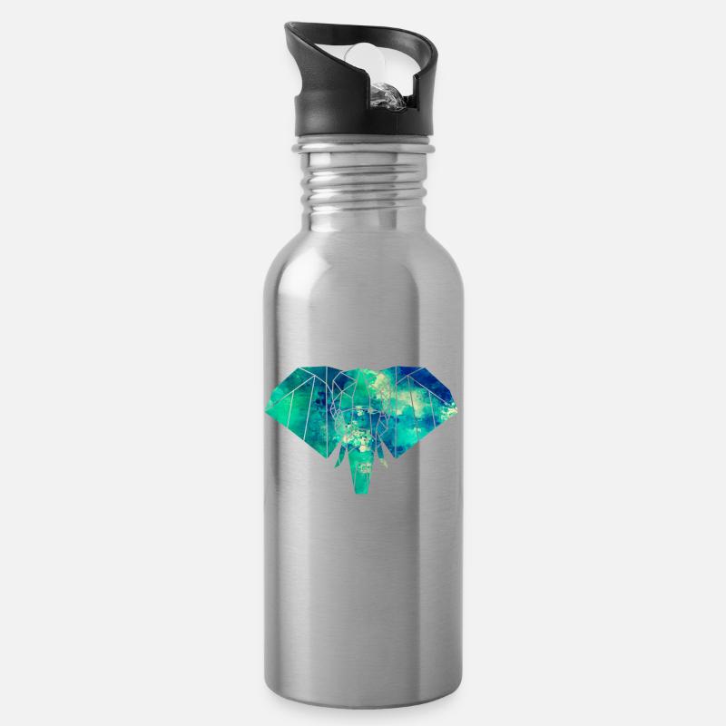 Éléphant de formes dans des couleurs vives - Gourde avec paille intégrée - argent clair