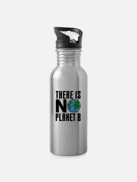 There Is No Planet B Gift - Water bottle with straw - silver