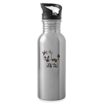 vache - Gourde avec paille intégrée - argent clair - Droite