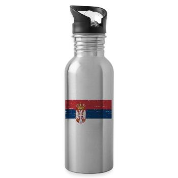 Serbie cadeau drapeau tshirt drapeau Serbie - Gourde avec paille intégrée - argent clair - Droite