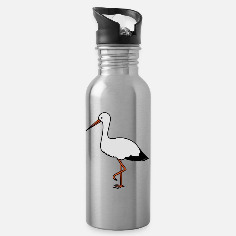 storch - Trinkflasche mit integriertem Trinkhalm - Lightsilver