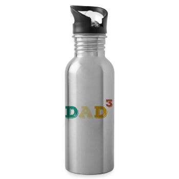 Dad hoch drei Geschenk - Trinkflasche mit integriertem Trinkhalm - Lightsilver - Rechts