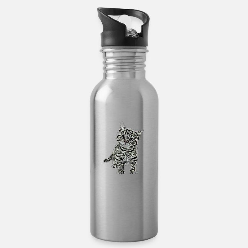 Chatons - Gourde avec paille intégrée - argent clair
