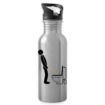 WC logo im stehen pinkeln pissen klo toilette erle - Trinkflasche mit integriertem Trinkhalm - Lightsilver - Rechts