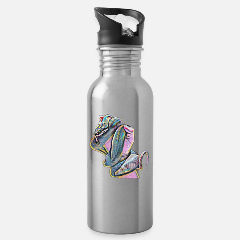 Schlange - Trinkflasche mit integriertem Trinkhalm - Lightsilver