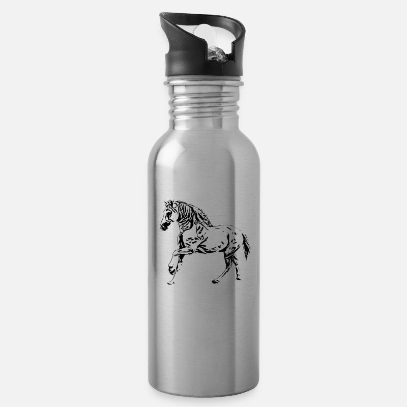 Cheval - Gourde avec paille intégrée - argent clair