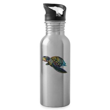 Sea turtle - Water bottle with straw - silver - Right